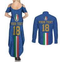 Custom Italy Football Couples Matching Summer Maxi Dress and Long Sleeve Button Shirt Come On Gli Azzurri