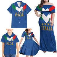 Custom Italy Football Family Matching Off Shoulder Maxi Dress and Hawaiian Shirt Come On Gli Azzurri