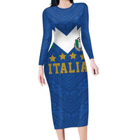 Custom Italy Football Long Sleeve Bodycon Dress Come On Gli Azzurri