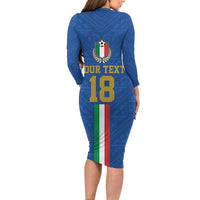 Custom Italy Football Long Sleeve Bodycon Dress Come On Gli Azzurri
