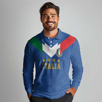 Custom Italy Football Long Sleeve Polo Shirt Come On Gli Azzurri