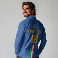 Custom Italy Football Long Sleeve Polo Shirt Come On Gli Azzurri