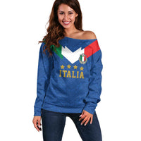 Custom Italy Football Off Shoulder Sweater Come On Gli Azzurri