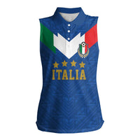 Custom Italy Football Women Sleeveless Polo Shirt Come On Gli Azzurri