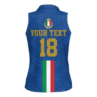 Custom Italy Football Women Sleeveless Polo Shirt Come On Gli Azzurri