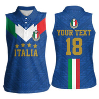 Custom Italy Football Women Sleeveless Polo Shirt Come On Gli Azzurri