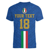 Custom Italy Football Women V-Neck T-Shirt Come On Gli Azzurri