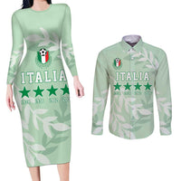 Custom Italy Football Couples Matching Long Sleeve Bodycon Dress and Long Sleeve Button Shirt Nazionale di calcio dell'Italia
