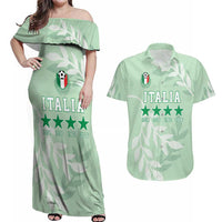 Custom Italy Football Couples Matching Off Shoulder Maxi Dress and Hawaiian Shirt Nazionale di calcio dell'Italia