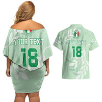 Custom Italy Football Couples Matching Off Shoulder Short Dress and Hawaiian Shirt Nazionale di calcio dell'Italia