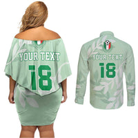 Custom Italy Football Couples Matching Off Shoulder Short Dress and Long Sleeve Button Shirt Nazionale di calcio dell'Italia