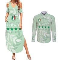 Custom Italy Football Couples Matching Summer Maxi Dress and Long Sleeve Button Shirt Nazionale di calcio dell'Italia