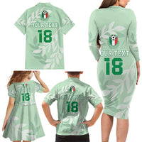 Custom Italy Football Family Matching Long Sleeve Bodycon Dress and Hawaiian Shirt Nazionale di calcio dell'Italia