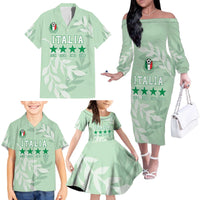 Custom Italy Football Family Matching Off The Shoulder Long Sleeve Dress and Hawaiian Shirt Nazionale di calcio dell'Italia