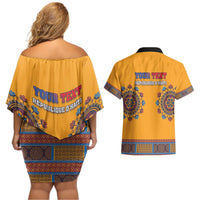 Personalized Haiti Dashiki Couples Matching Off Shoulder Short Dress and Hawaiian Shirt - Wonder Print Shop