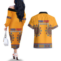 Personalized Haiti Dashiki Couples Matching Off The Shoulder Long Sleeve Dress and Hawaiian Shirt - Wonder Print Shop