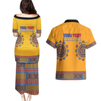 Personalized Haiti Dashiki Couples Matching Puletasi and Hawaiian Shirt - Wonder Print Shop