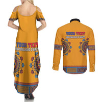 Personalized Haiti Dashiki Couples Matching Summer Maxi Dress and Long Sleeve Button Shirt - Wonder Print Shop