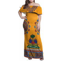 Personalized Haiti Dashiki Family Matching Off Shoulder Maxi Dress and Hawaiian Shirt - Wonder Print Shop