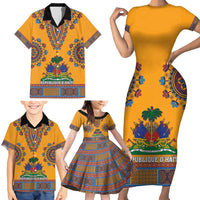 Personalized Haiti Dashiki Family Matching Short Sleeve Bodycon Dress and Hawaiian Shirt - Wonder Print Shop