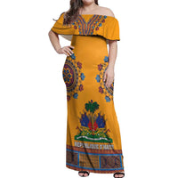 Personalized Haiti Dashiki Off Shoulder Maxi Dress - Wonder Print Shop