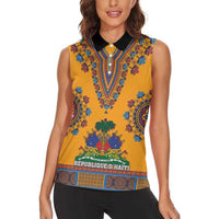 Personalized Haiti Dashiki Women Sleeveless Polo Shirt - Wonder Print Shop