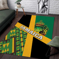 Jamaica Lion Rastafarian Area Rug With Kente Pattern - Wonder Print Shop