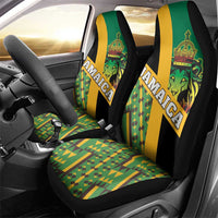 Jamaica Lion Rastafarian Car Seat Cover With Kente Pattern - Wonder Print Shop