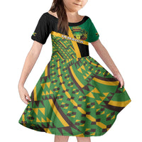 Jamaica Lion Rastafarian Family Matching Off The Shoulder Long Sleeve Dress and Hawaiian Shirt With Kente Pattern - Wonder Print Shop