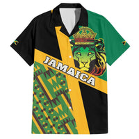 Jamaica Lion Rastafarian Family Matching Off The Shoulder Long Sleeve Dress and Hawaiian Shirt With Kente Pattern - Wonder Print Shop