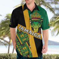 Jamaica Lion Rastafarian Hawaiian Shirt With Kente Pattern - Wonder Print Shop