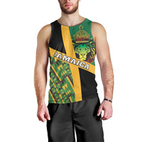 Jamaica Lion Rastafarian Men Tank Top With Kente Pattern - Wonder Print Shop