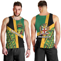 Jamaica Lion Rastafarian Men Tank Top With Kente Pattern - Wonder Print Shop