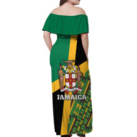 Jamaica Lion Rastafarian Off Shoulder Maxi Dress With Kente Pattern - Wonder Print Shop