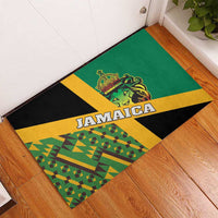 Jamaica Lion Rastafarian Rubber Doormat With Kente Pattern - Wonder Print Shop