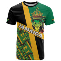 Jamaica Lion Rastafarian T Shirt With Kente Pattern - Wonder Print Shop