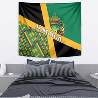 Jamaica Lion Rastafarian Tapestry With Kente Pattern - Wonder Print Shop