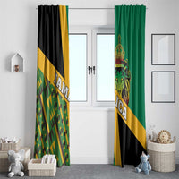 Jamaica Lion Rastafarian Window Curtain With Kente Pattern - Wonder Print Shop