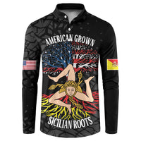 Personalized Sicilian Roots American Heritage Month Button Sweatshirt - Wonder Print Shop