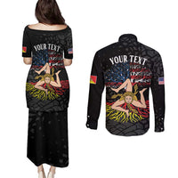 Personalized Sicilian Roots American Heritage Month Couples Matching Puletasi and Long Sleeve Button Shirt - Wonder Print Shop