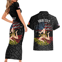 Personalized Sicilian Roots American Heritage Month Couples Matching Short Sleeve Bodycon Dress and Hawaiian Shirt - Wonder Print Shop