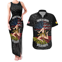 Personalized Sicilian Roots American Heritage Month Couples Matching Tank Maxi Dress and Hawaiian Shirt - Wonder Print Shop