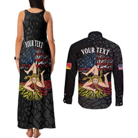 Personalized Sicilian Roots American Heritage Month Couples Matching Tank Maxi Dress and Long Sleeve Button Shirt - Wonder Print Shop