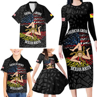 Personalized Sicilian Roots American Heritage Month Family Matching Long Sleeve Bodycon Dress and Hawaiian Shirt - Wonder Print Shop