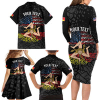 Personalized Sicilian Roots American Heritage Month Family Matching Long Sleeve Bodycon Dress and Hawaiian Shirt - Wonder Print Shop