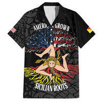 Personalized Sicilian Roots American Heritage Month Family Matching Off The Shoulder Long Sleeve Dress and Hawaiian Shirt - Wonder Print Shop