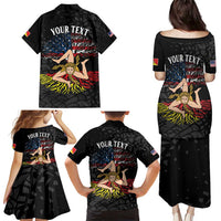 Personalized Sicilian Roots American Heritage Month Family Matching Puletasi and Hawaiian Shirt - Wonder Print Shop
