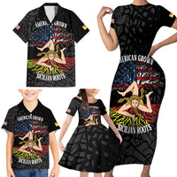 Personalized Sicilian Roots American Heritage Month Family Matching Short Sleeve Bodycon Dress and Hawaiian Shirt - Wonder Print Shop