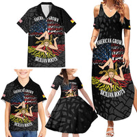 Personalized Sicilian Roots American Heritage Month Family Matching Summer Maxi Dress and Hawaiian Shirt - Wonder Print Shop