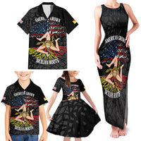 Personalized Sicilian Roots American Heritage Month Family Matching Tank Maxi Dress and Hawaiian Shirt - Wonder Print Shop